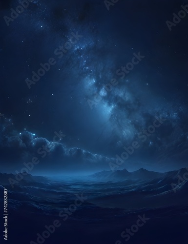 Blue background with alpha channel, Dark Blue Background Mysterious Night Sky with Desolate Atmosphere - Generative AI