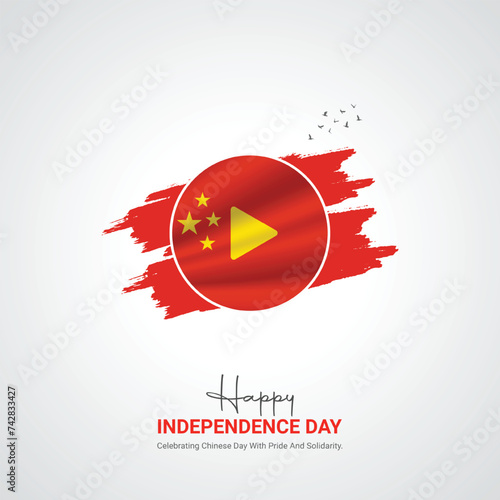 china independence day. china independence day creative ads design. social media post, vector, 3D illustration.