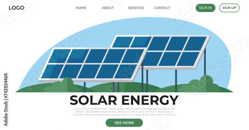 Solar energy vector illustration. The adoption alternative energy sources is essential for reducing carbon emissions The generator industry is increasingly focusing on environmentally friendly