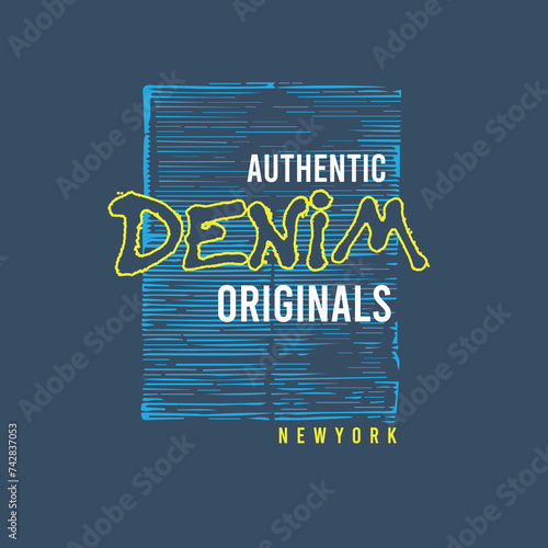 Authentic denim Original New york typography t shirt design