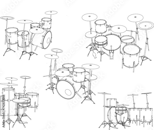 Vector sketch illustration design of drum grub band musical instrumen photo
