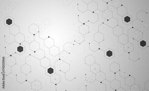 Geometric abstract background with connected hexagonal elements