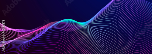 Big data flow. Information technology background. Dynamic wave background consisting of lines. 3d rendering