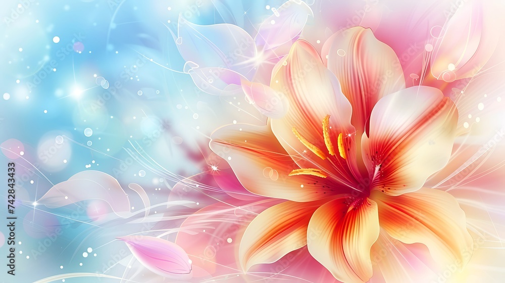 Abstract flower background wallpaper, beautiful poster design, flowers, neon colors, colorful, watercolor, wide screen