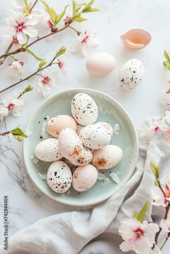 beautiful hand painted ornate easter eggs in a studio setting natural light scandinavian minimalism for seasonal spring holiday celebration with floral elements in magazine editorial look