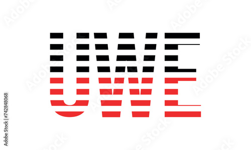 UWE three initial letter iconic line negative space minimal logo design vector template. monogram, abstract, wordmark, business, typography, minimalist, brand, company, flat, modern, unique, simple