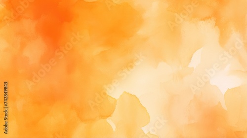 Orange Watercolor Texture. Bright Splash Painting Background with Paper Texture Effect and Vibrant