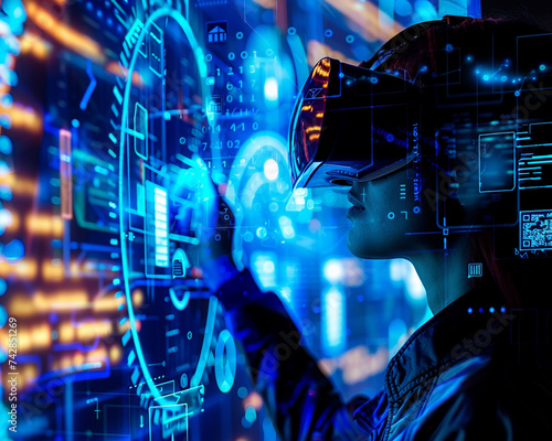 A unique backdrop background of a virtual reality world where data protection is key with visually striking elements to emphasize the importance of cyber security photo