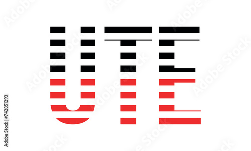 UTE three initial letter iconic line negative space minimal logo design vector template. monogram, abstract, wordmark, business, typography, minimalist, brand, company, flat, modern, unique, simple