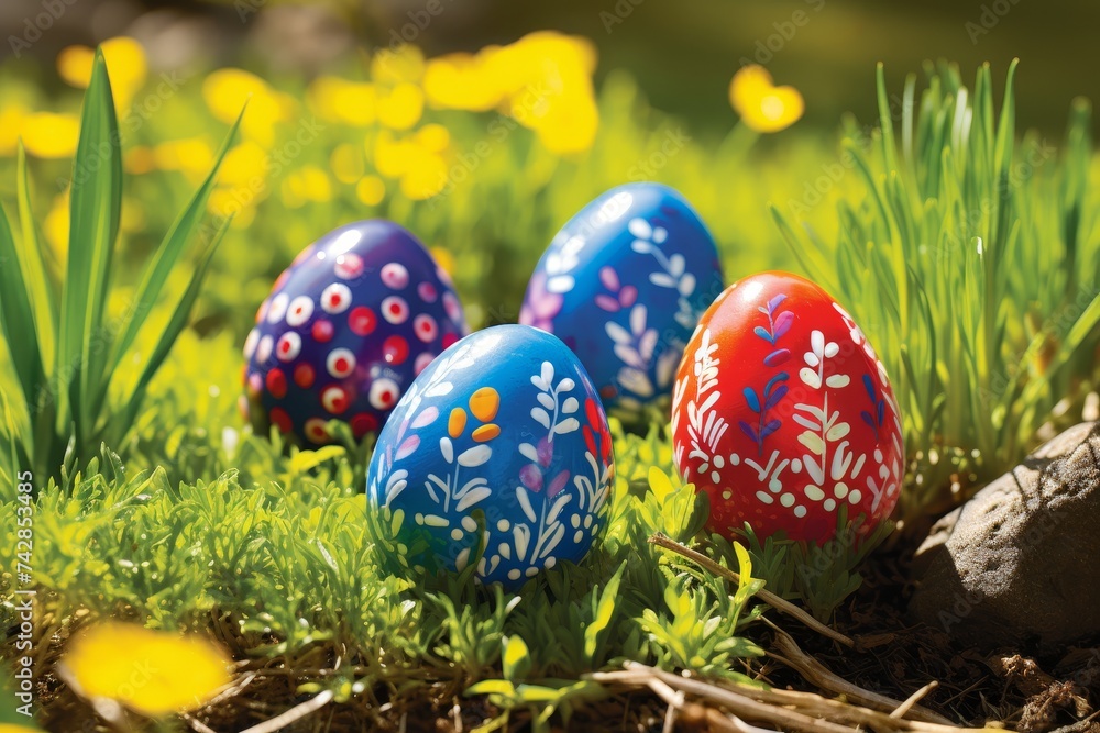 Vibrant spring blooming flowers, easter eggs, and seasonal decorations available for purchase