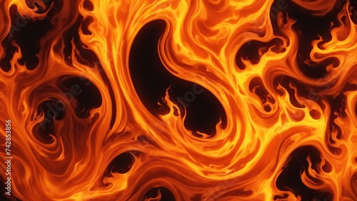 Abstract Orange and Yellow patterns burn in fiery flames Background