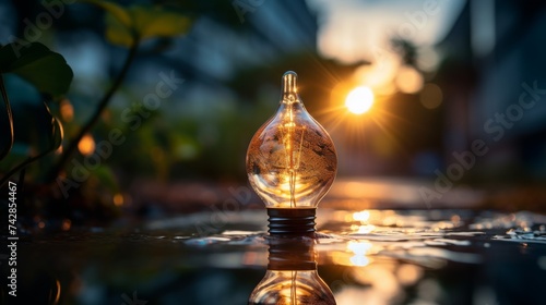 Light Bulb Floating on Body of Water