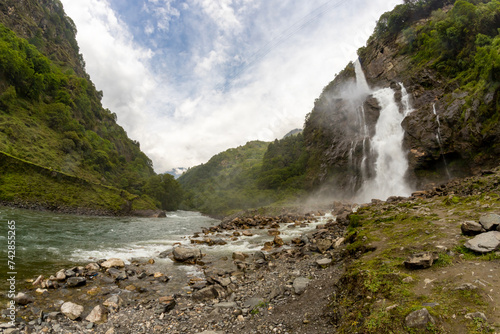 Jang falls also known as nuranang falls or bong bong falls some 100 metres high waterfall it falls into nuranang river and engulfed by mountains in tawang district Arunachal Pradesh state of India.