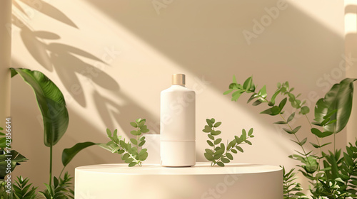 3d kosmetik sabun cuci muka dengan background aesthetic mock up generative ai photo