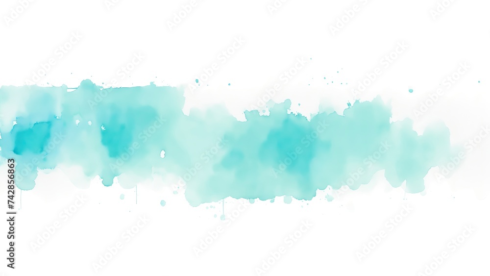 Obraz premium Abstract Watercolor Cyan Brush Stroke on white background