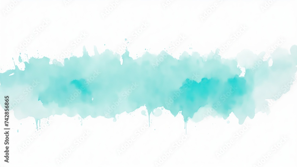 Obraz premium Abstract Watercolor Cyan Brush Stroke on white background