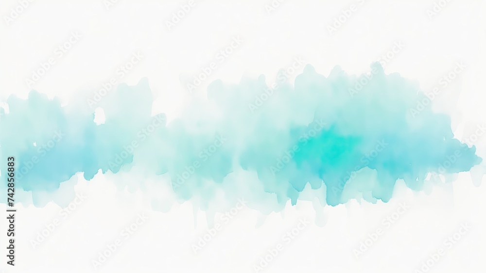 Abstract Watercolor Cyan Brush Stroke on white background