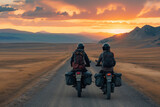 Touring motorcycle, traveling around the world, making friends along the way.