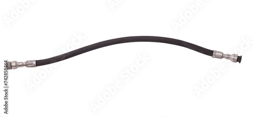 High pressure rubber hose of various formats and types on a white background, not insulated no isolated.