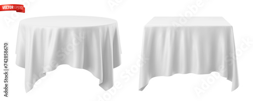 Vector realistic illustration of white tablecloths on a white background.