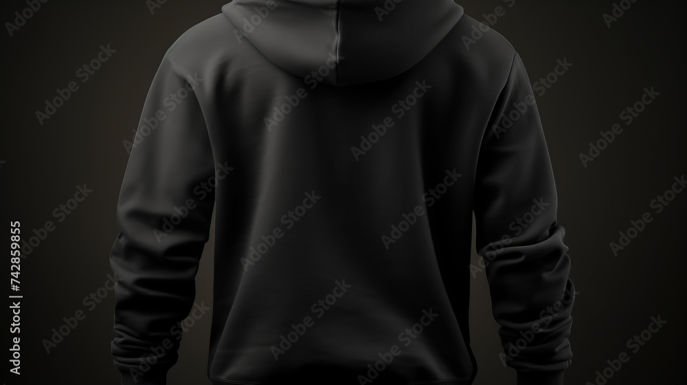 black hoodie seen from behind with an elegant black background generative ai black hoodie seen from behind with an elegant black background generative ai