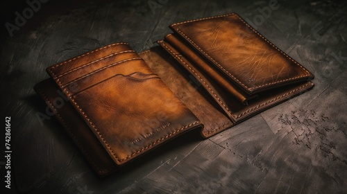 Vintage Leather Wallet on Textured Surface