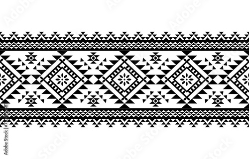 Navajo southwest geometric seamless pattern fabric black and white design for textile printing