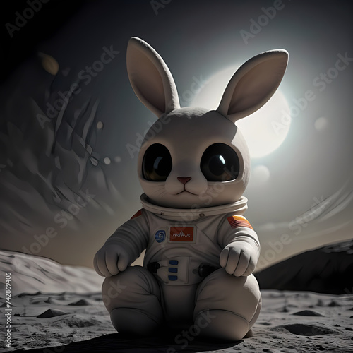 rabbit in the moon, generative AI © 시작했을뿐이었다 그저