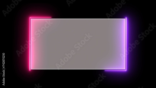 Abstract glowing neon rectangle frame illustration background 4k