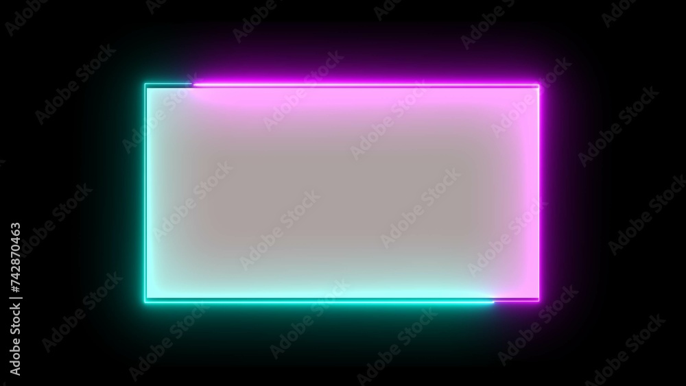 Abstract neon rectangle frame icon illustration background . Abstract neon rectangle frame icon illustration background .