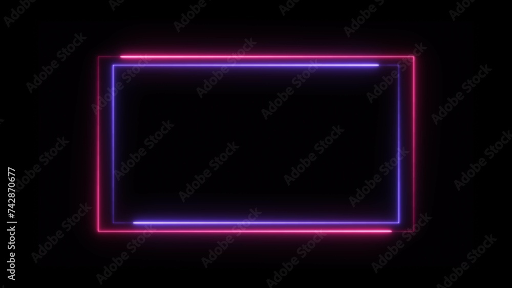 Abstract glowing neon rectangle frame illustration background 4k Abstract glowing neon rectangle frame illustration background 4k