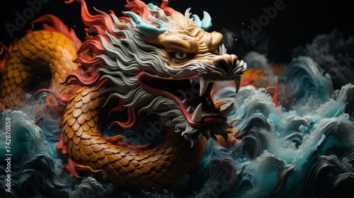 Dragon Statue Resting on Top of Water © Rehan
