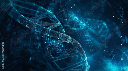 In this imagery a double helix and digital code coalesce marking the dawn of an era where genetic information storage transcends binary limitations