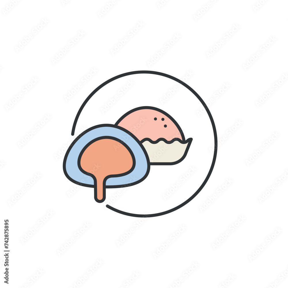 Fototapeta premium Mochi Icon (Japanese mini sticky cake from glutinous rice with sweet filling) - Asian Food Icon