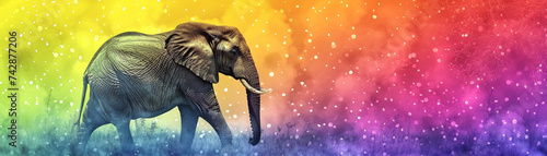 Generate a unique background for a digital art piece showcasing an elephant and a vibrant rainbow