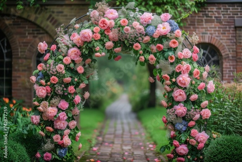 Wedding archway flowers framing the moment of I do beautiful ceremonial entrance photo