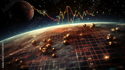 Extraterrestrial Stock Market Concept with Futuristic Elements