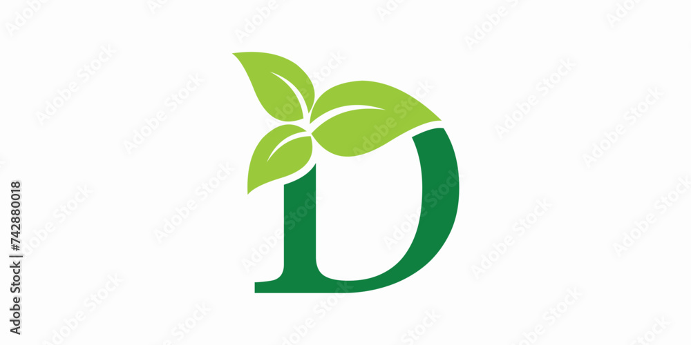 leaf logo design with letter logo d consept premium vector leaf logo design with letter logo d consept premium vector