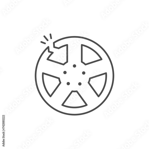 Broken alloy disc line icon