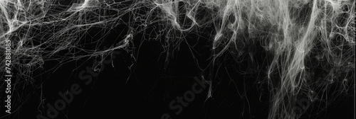 a spider net on a black background, spider web isolated on black , halloween, creepy web spider , spider web banner poster, spider web horror