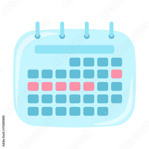 Calendar for monitoring of the menstrual cycle. Women's intimate health. Simple vector flat illustration.