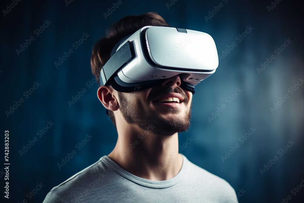 Futuristic cyberspace cyberpunk person wearing headset for metaverse generative ai gamer player Futuristic cyberspace cyberpunk person wearing headset for metaverse generative ai gamer player