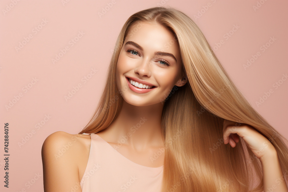 Generative IA technology illustration amazing woman happily smiling casual clothes Generative IA technology illustration amazing woman happily smiling casual clothes