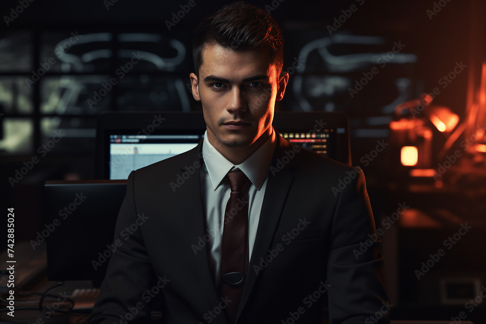 Created with generative AI picture of confident office worker IT specialist system administrator manager Created with generative AI picture of confident office worker IT specialist system administrator manager