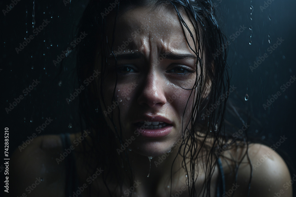Depressed sad tired woman suffering from psychological problems and mental health crisis generative ai Depressed sad tired woman suffering from psychological problems and mental health crisis generative ai