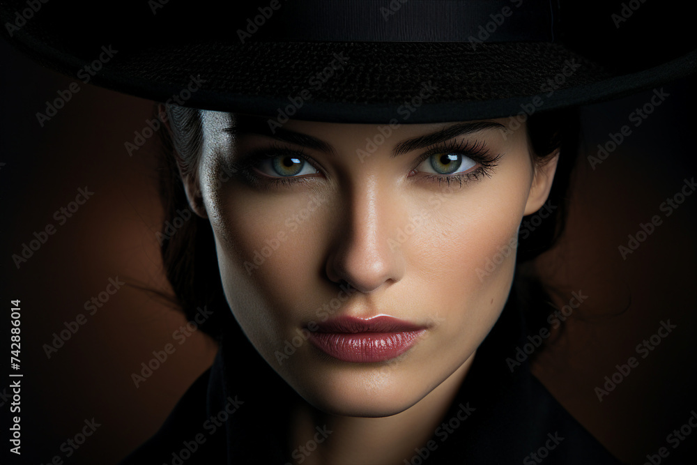 Old fashioned detective or mafia man woman in retro style hat Generative AI picture portrait Old fashioned detective or mafia man woman in retro style hat Generative AI picture portrait