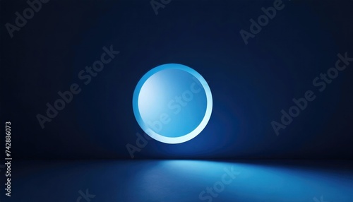 Blue glowing orb floating above a surface in a dark room, creating a cool, futuristic atmosphere