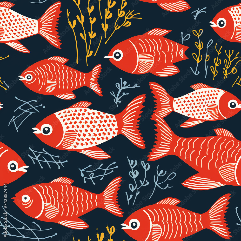 Fototapeta premium Seamless pattern fish