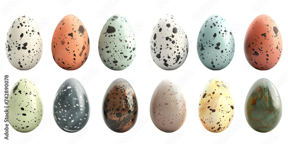 set of easter eggs isolated on white background set of easter eggs isolated on white background