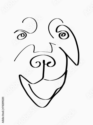 Line arte one line desenho de linha ilustra    o cachorro dog face face rosto olhos focinho sorrindo